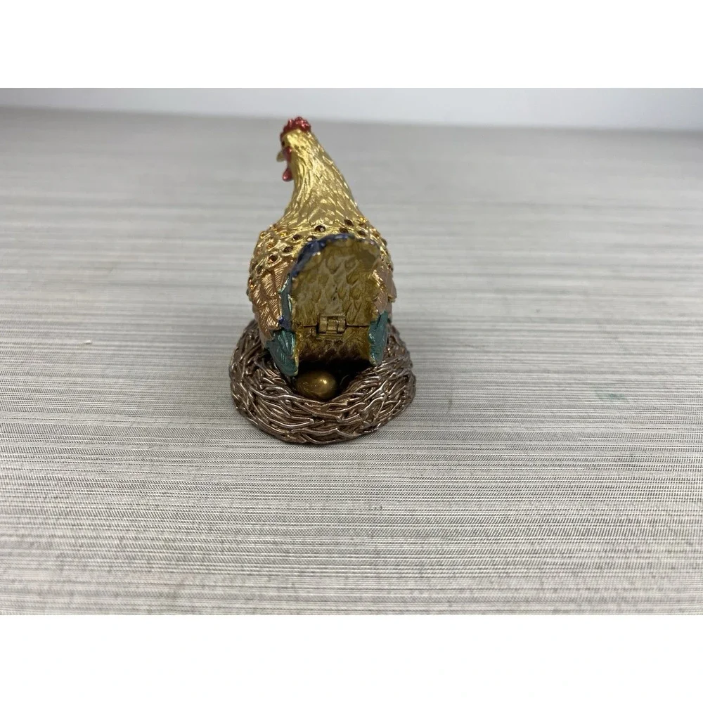 Vintage‎ Rucinni Chicken Hen Trinket Box Jeweled